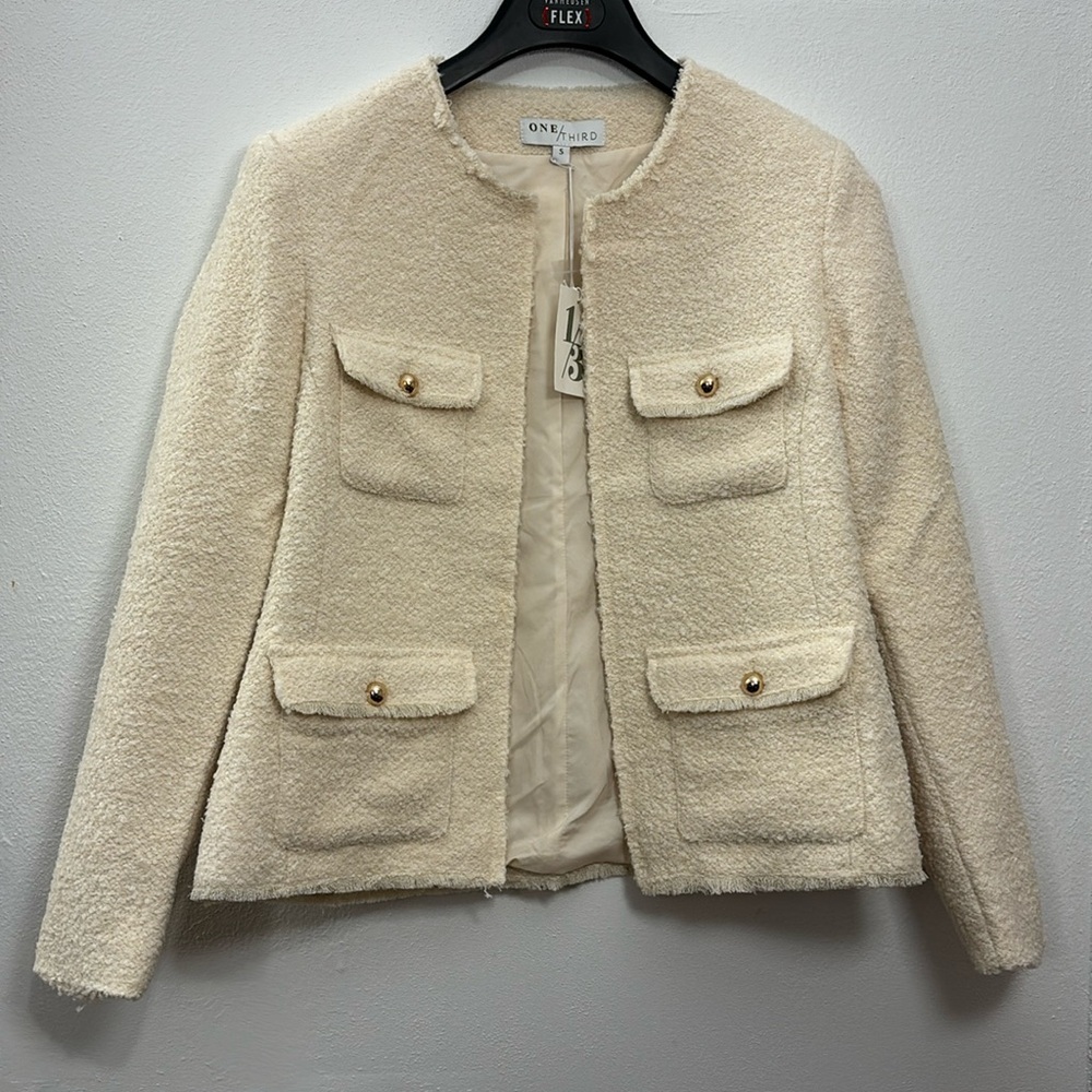 NWT One Third Wool Blend Tweed Jacket - Cream/Ivory - sold out